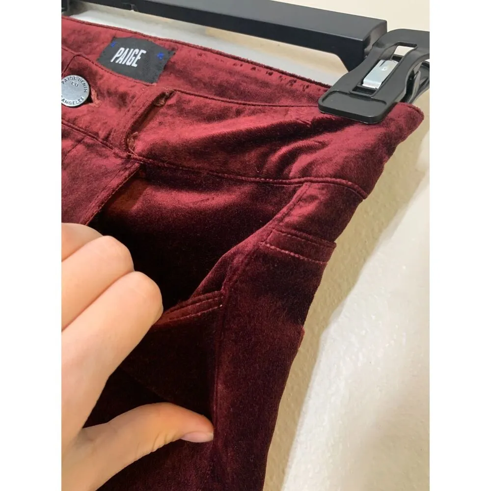 Paige Hoxton Ankle Peg Red Velvet Skinny Jeans Womens Sz 24 Button Fly - Image 4