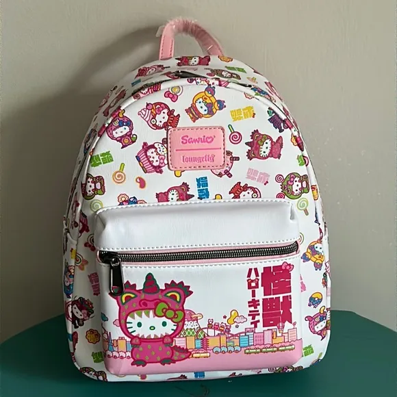 New Loungefly Hello Kitty Monster Costumes Graphic Vegan Leather Mini Bag - Image 1