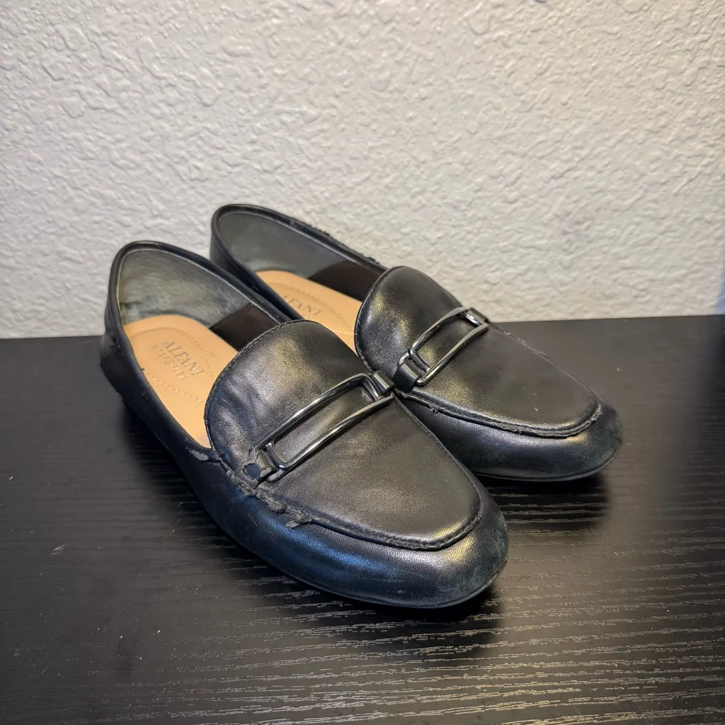 Alfani Women's Black Leather Goldii Step 'N Flex Back Loafers Women’s 6.5 Office - Image 2