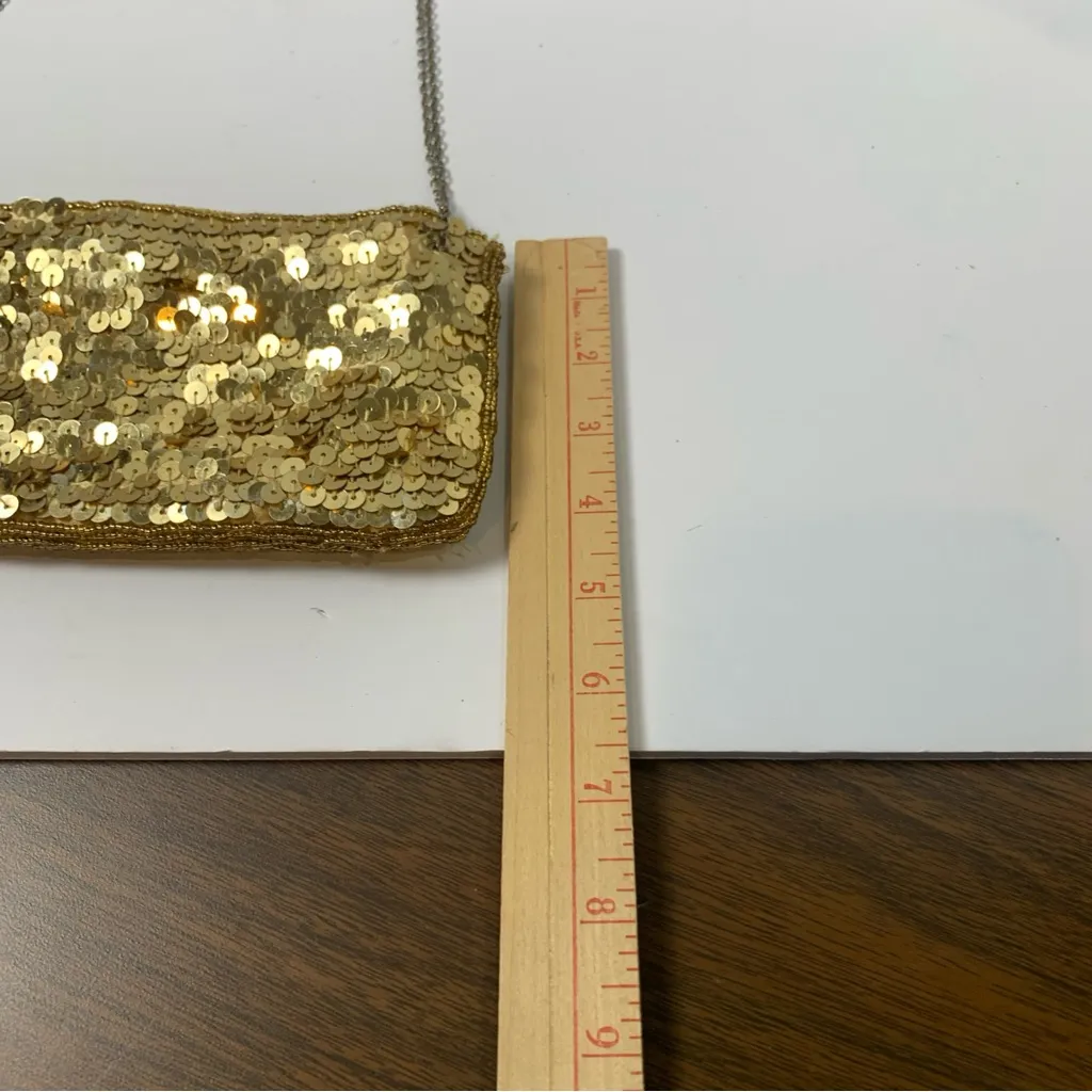 Gold Sequin Clutch‎ with Chain Strap - Image 8