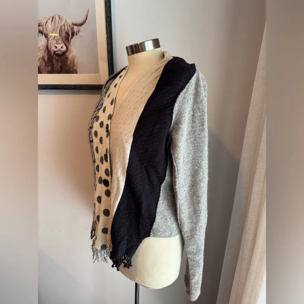 Anthropologie Charlie and Robin  Multi Color Wool Scarf Cardigan Sweater - Image 6