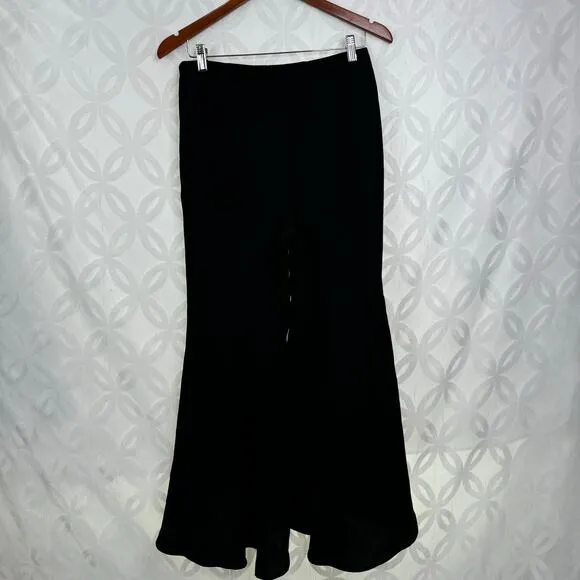 Anthropologie Zinnia Flare Trousers Tulip‎ Hem Black Dress Pants Size 6 NWT - Image 6