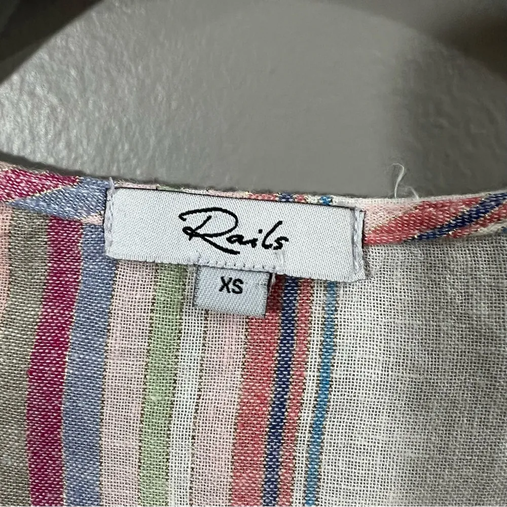 Rails Lucca Havana Stripe linen mini Dress size XS - Image 2
