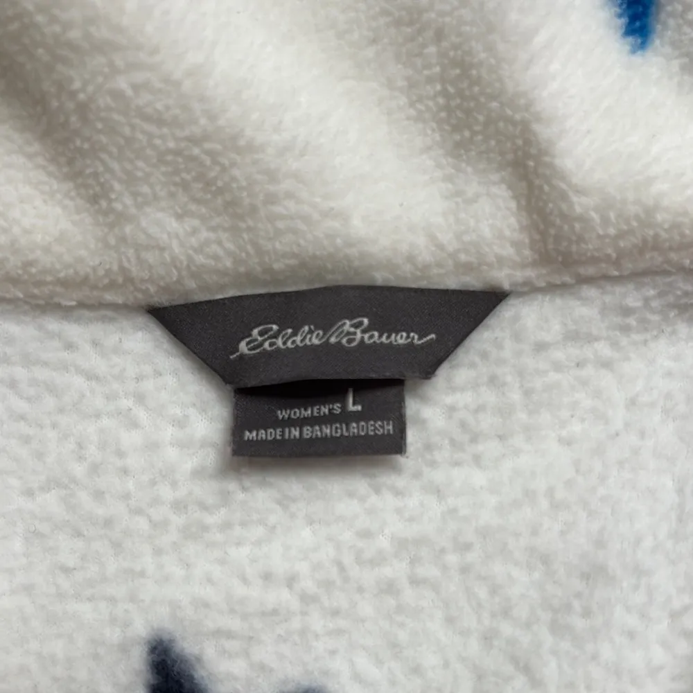 Eddie Bauer  Cream Star Patterned Fleece Pullover - Image 2
