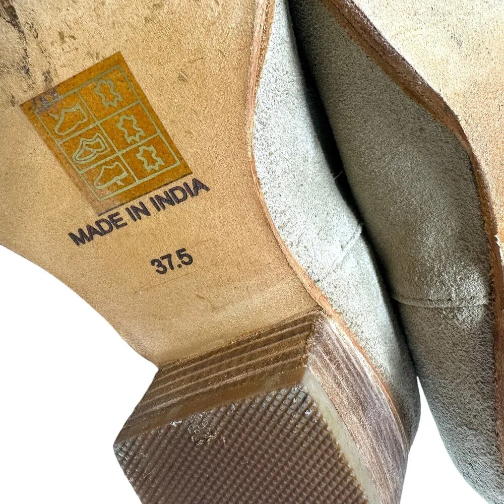 Free People‎ Charm Double V Ankle Boots Camel Suede Size Beige 37.5 US 7 - Image 10