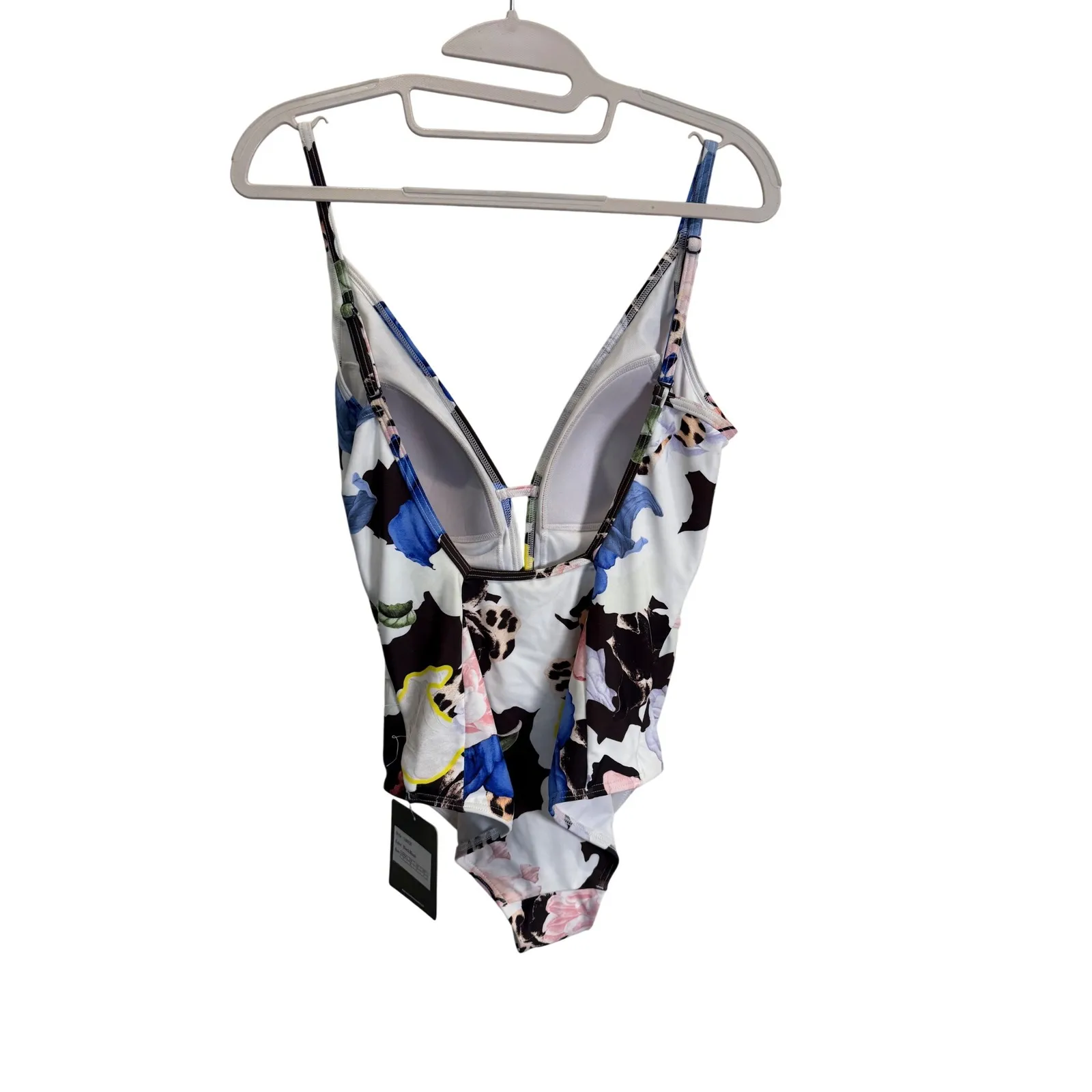 Sunseeker Australia Floral Print Plunge One Piece Swimsuit US Size 6 NWT Black - Image 4