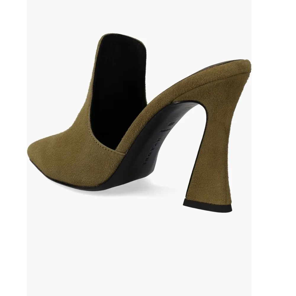 Suede Olive Green Women's Mules - Image 3