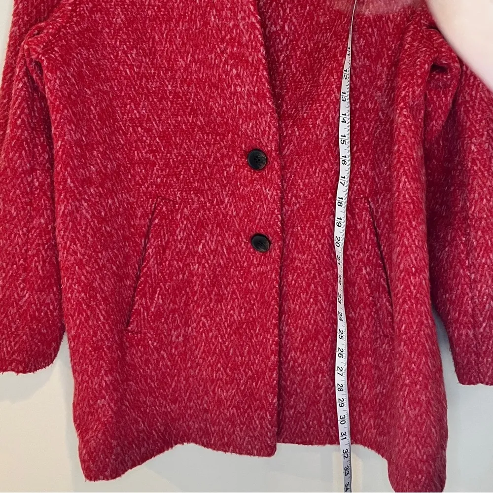 Women's coral tweed wool blend Jacket old navy medium two buttons long coat - Image 3