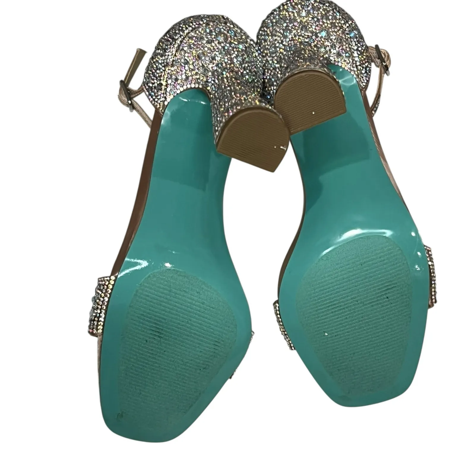 Betsey Johnson Dani Evening Sandals 7 Ankle Strap Rhinestone Sparkle Heels Glam - Image 11