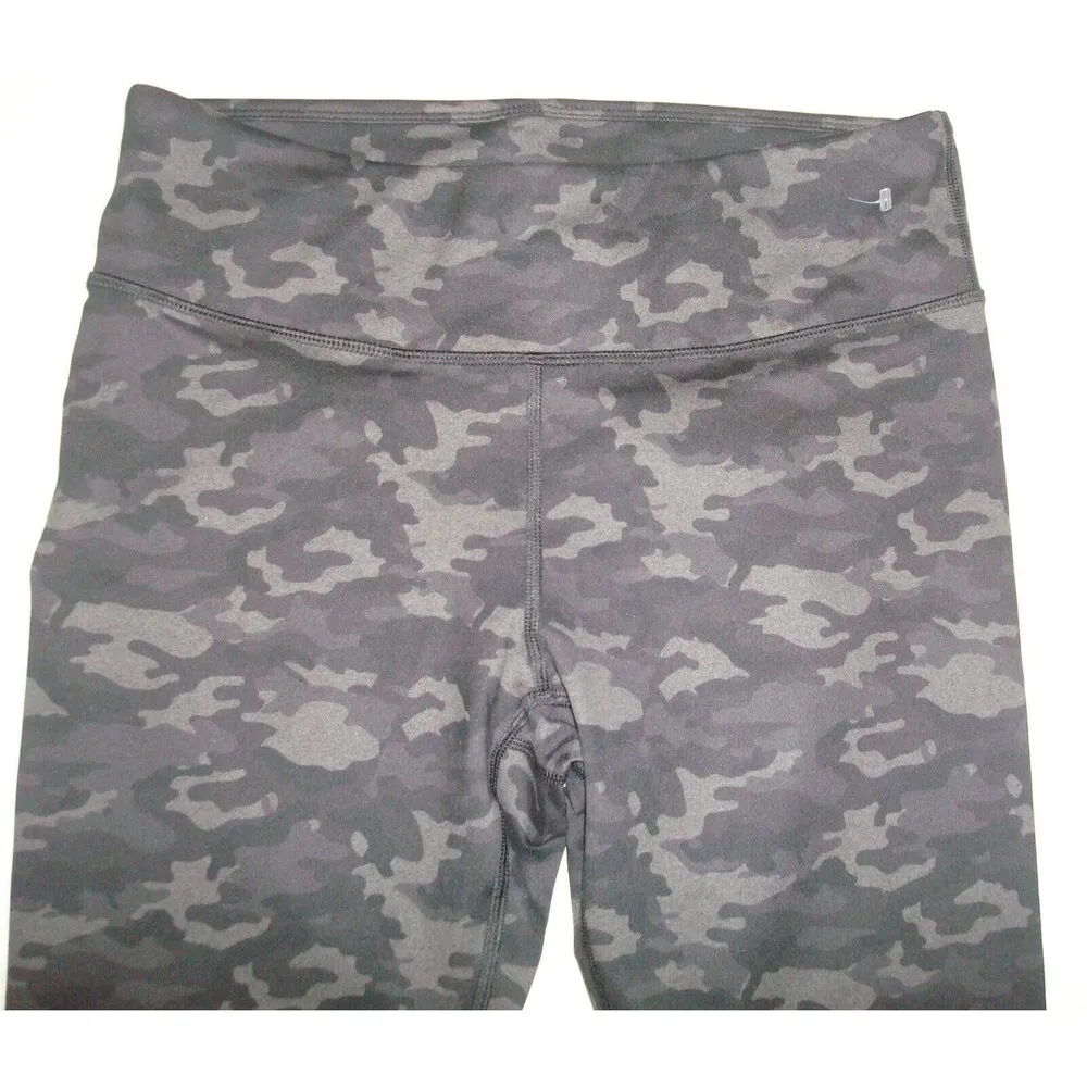 New Fabletics Womens Leggings Gray Camo XS High Waist PowerHold Yoga Run Charcoa - Image 2