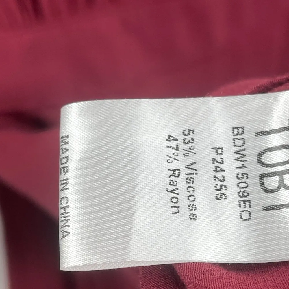 Tobi Button Up Shirt Dress Long Sleeve Collared Faux Wrap Draped Burgundy - Image 9