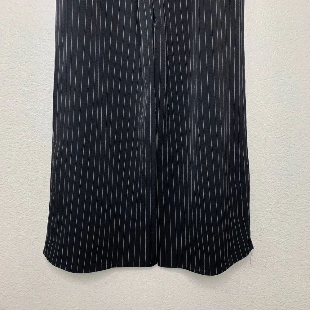 Rehab Women’s Black White Stripe High-Waisted Wide Leg Paper Bag Pants - Image 7