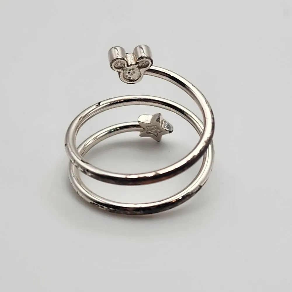 Disney Silver Tone Mickey Mouse & Star Pink Rhinestones Wrap Ring - Image 6
