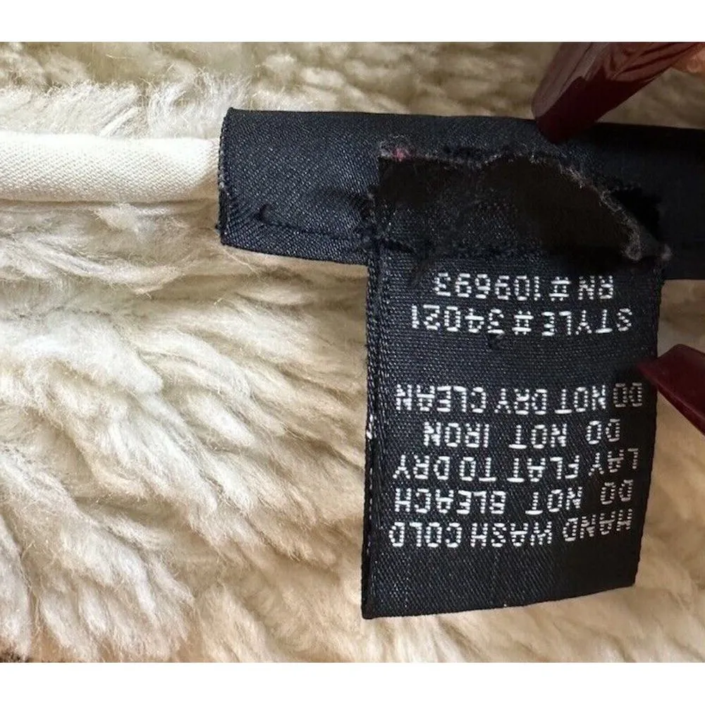 Athleta Womens Quilted Jacket Ivory Sherpa Faux Fur Trim Pockets Full Zip Sz XL - Image 9