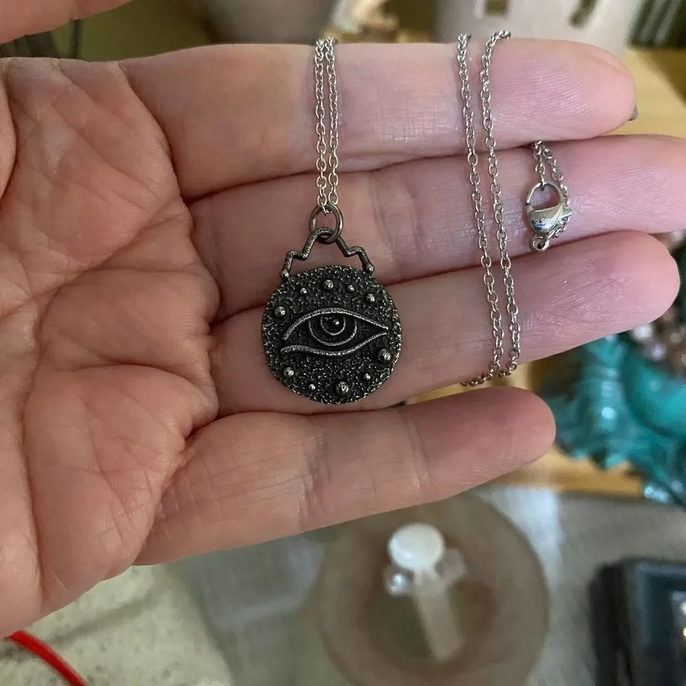 Stainless Steel Protective Evil Eye Pendant Necklace Silver - Image 3
