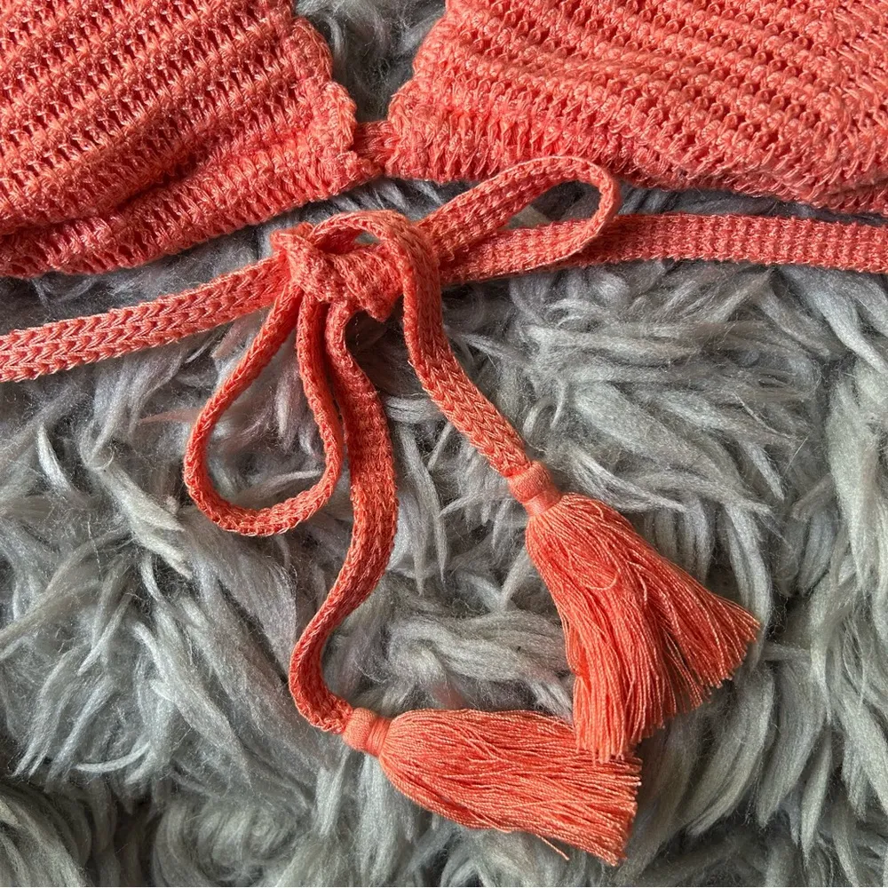 Aerie crochet knit halter triangle bikini top women’s size medium - Image 6