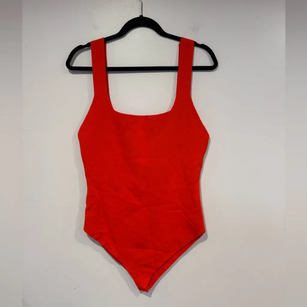 Orange‎ Red Zara Knit square neck bodysuit - Image 5