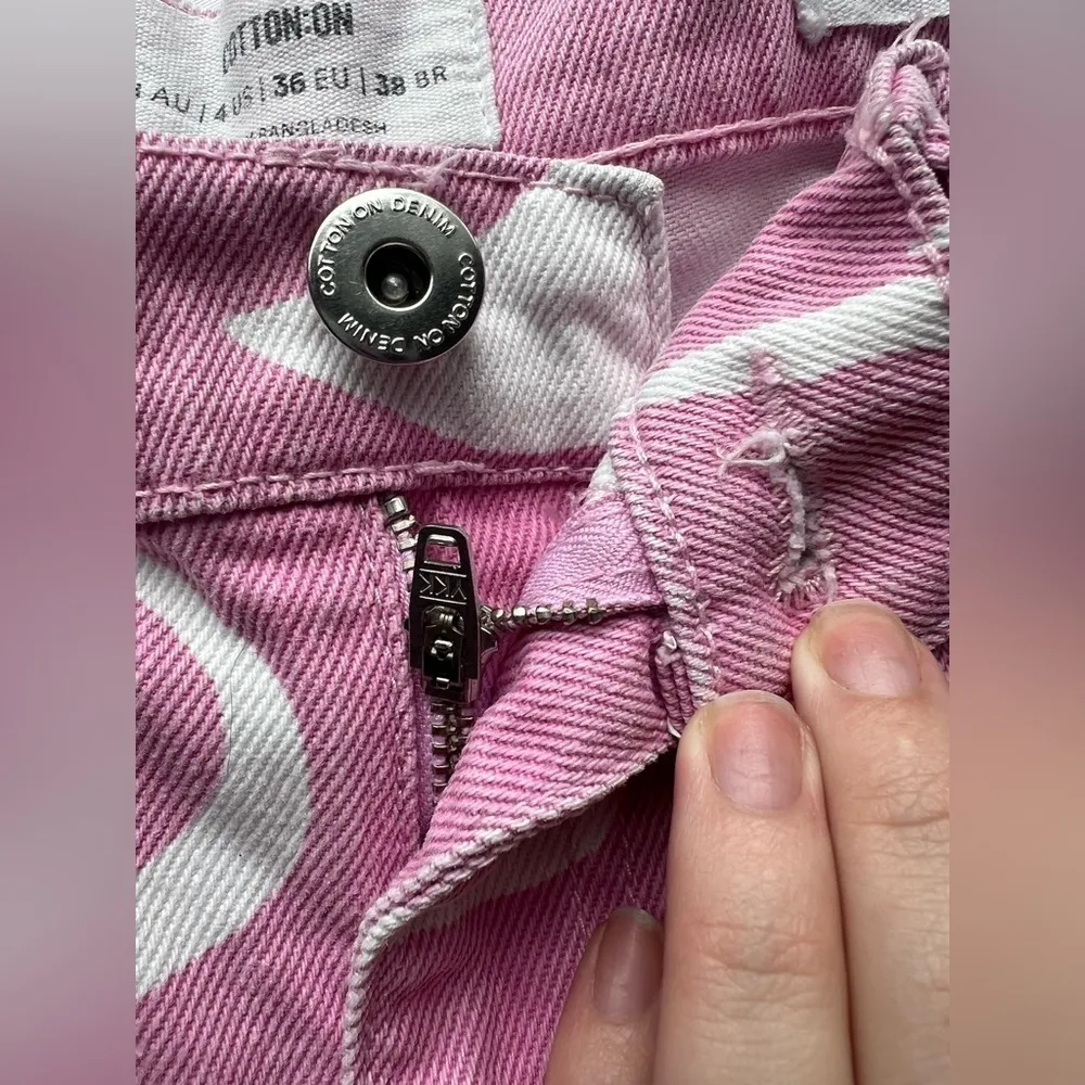 Cotton On Pink and White Swirly Loose Straight Jeans 4 - Image 8