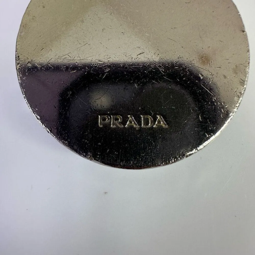 Prada Logo Circle Silver Tone Key Ring Holder‎ Bag Charm - Image 2