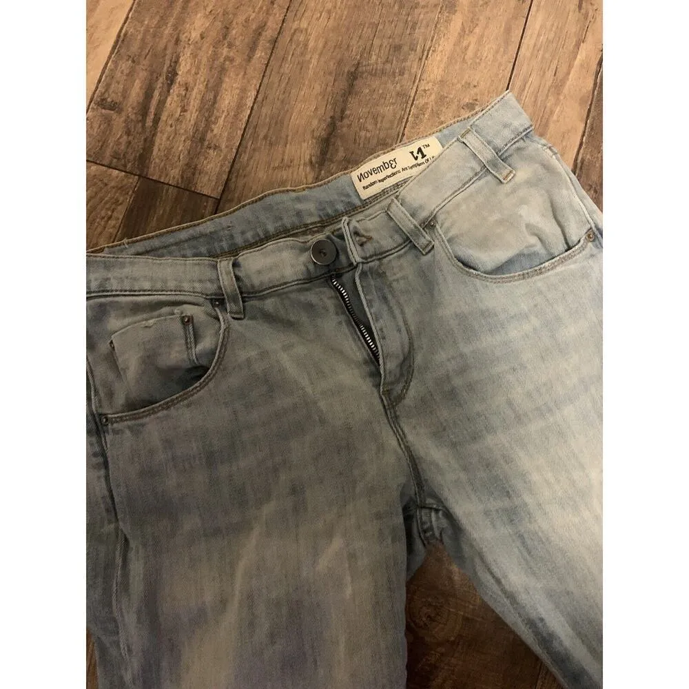 Novemb3r Drake Faded Straight Skinny Jeans 28 denim spring Italy designer $230 Blue - Image 2