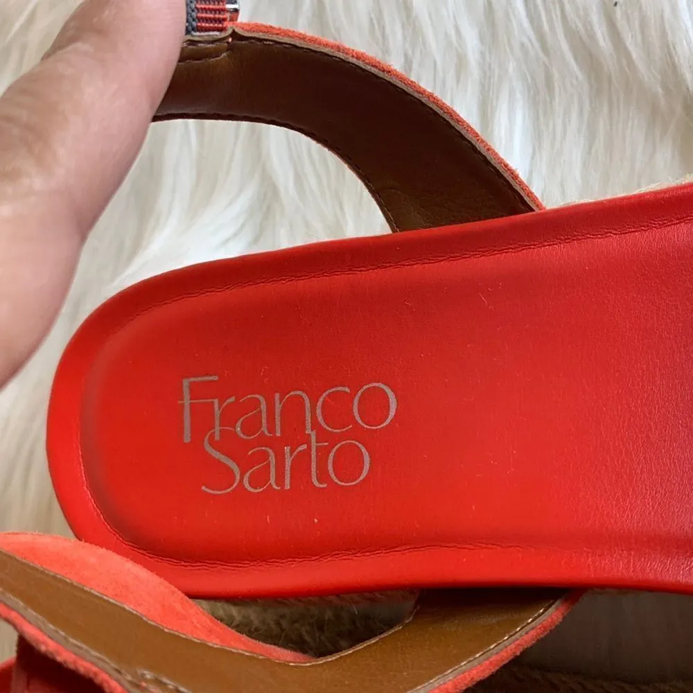 Franco Sarto Wedge Sandals Tennia Espadrille Platform Sandal Tangelo Suede Size - Image 8