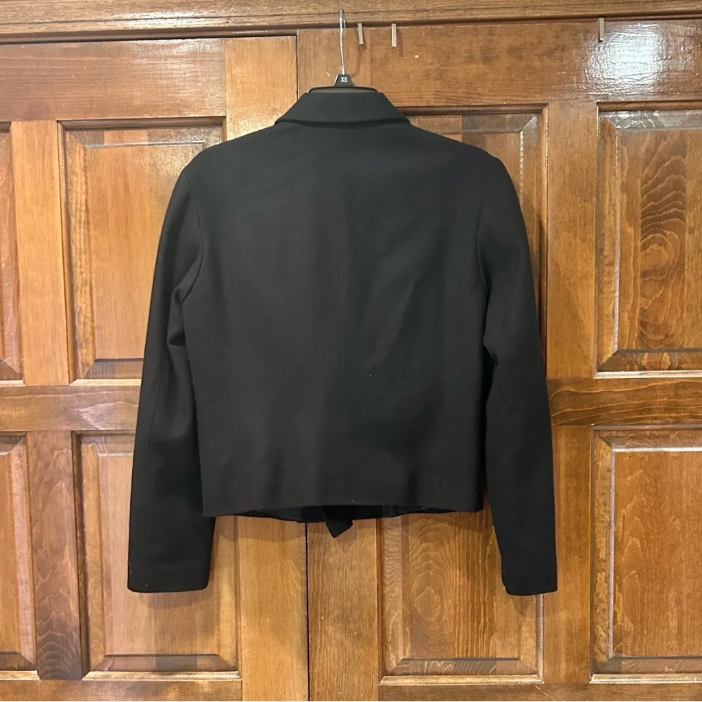J. Crew Black Wool Double Breasted Peacoat Jacket Lined Size 4 READ Office - Image 3