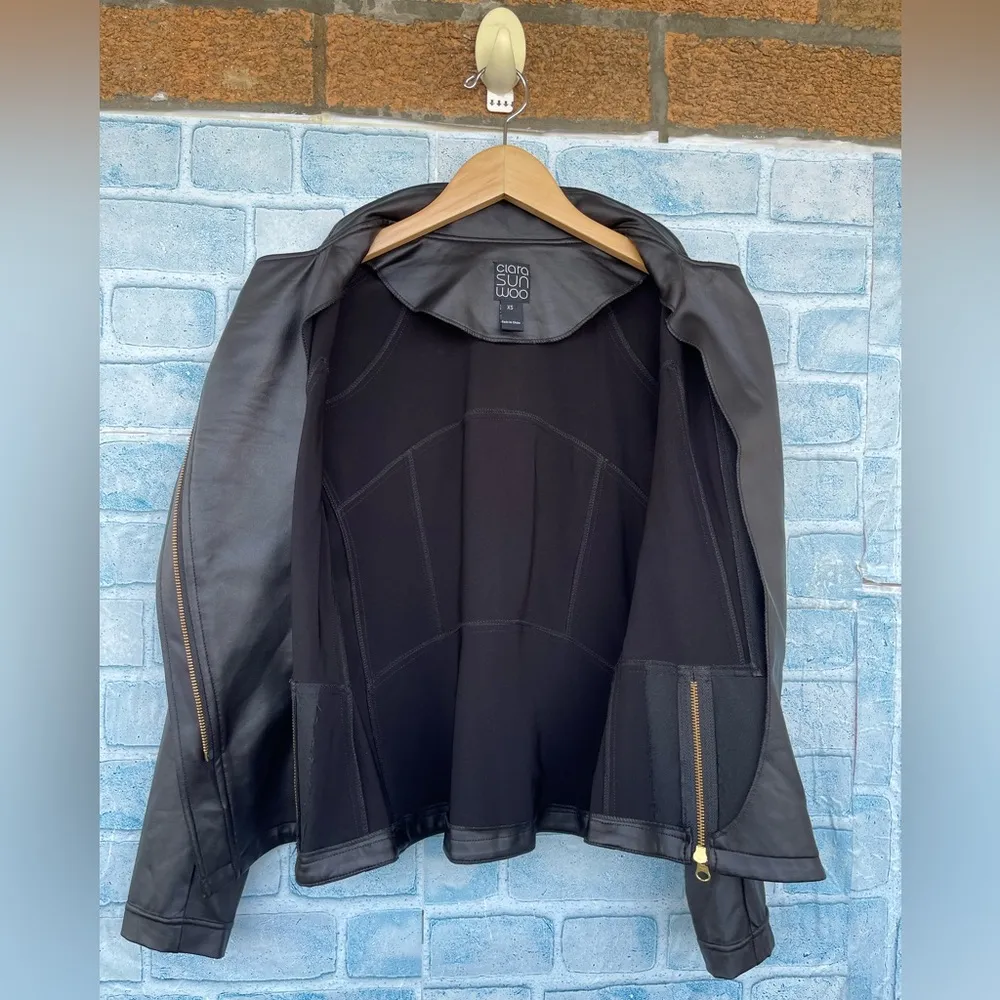 Clara Sun Woo Signature liquid leather jacket size XS Black - Image 7