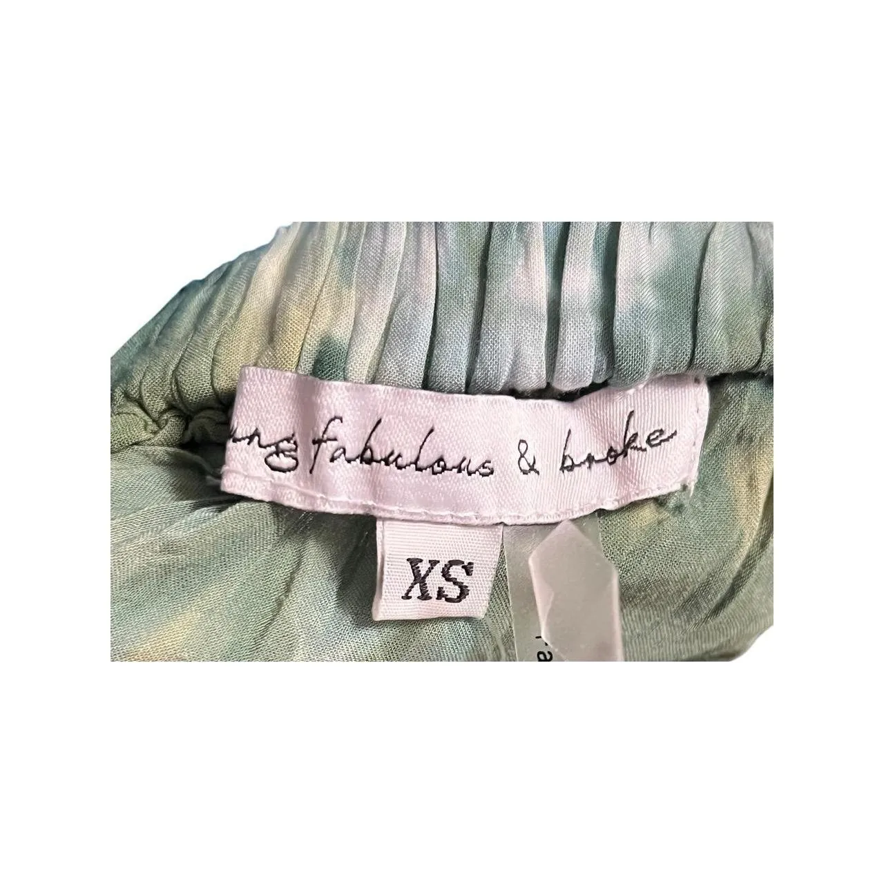 YOUNG FABULOUS & BROKE Women XS Green Tie-Dye Asymmetrical HiLow Maxi Skirt Boho - Image 5