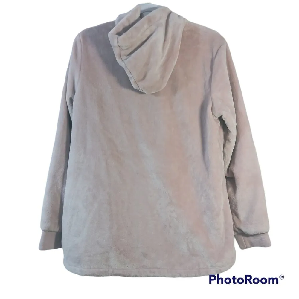 Ideology Womens Pink Faux-Fur Quarter-Zip Hoodie, Shimmer Size M - Image 3