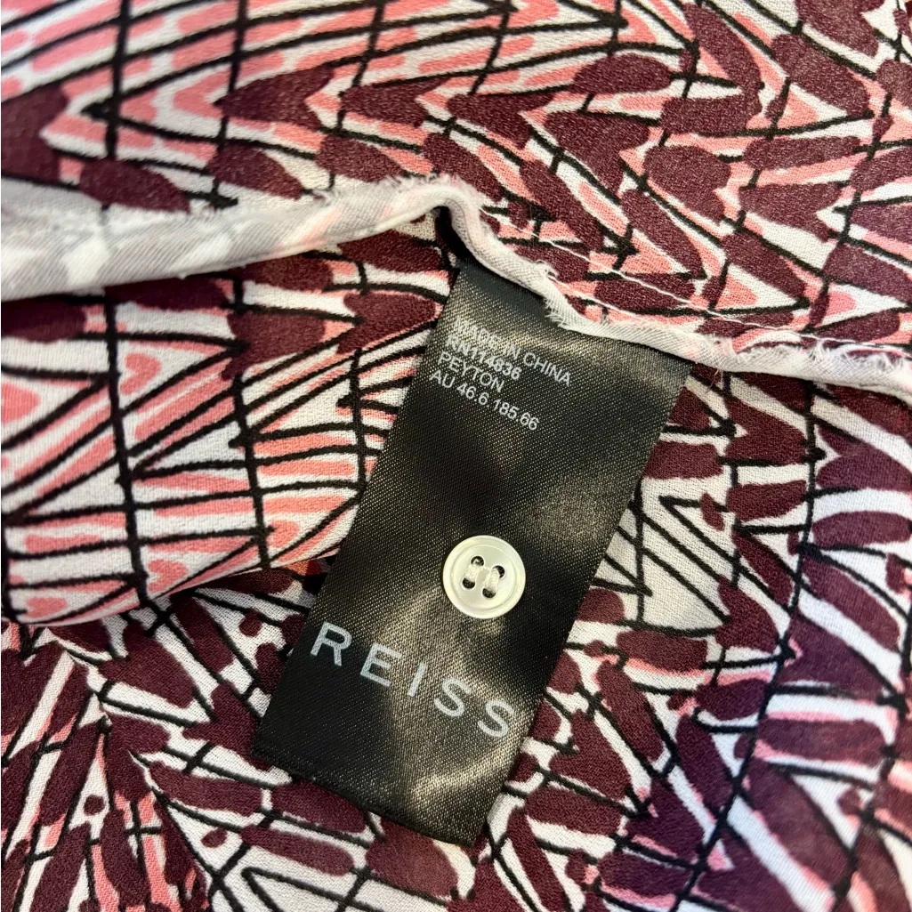 Reiss Peyton Weave Print Blouse Long Sleeve Berry Size 4
EUC - Image 8