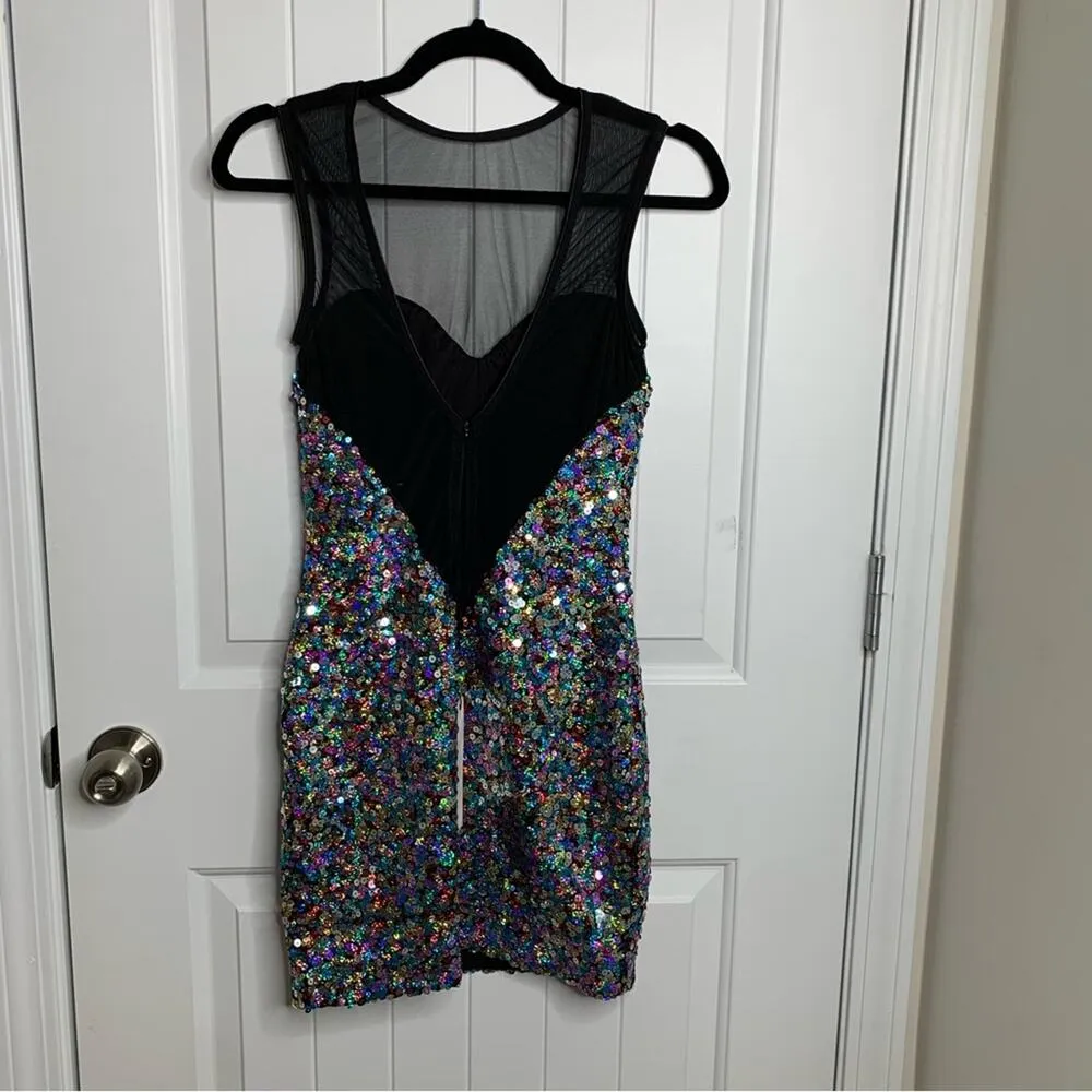 Dress the population sequin mini dress bodycon hoco homecoming‎ party XS FLAWED - Image 5