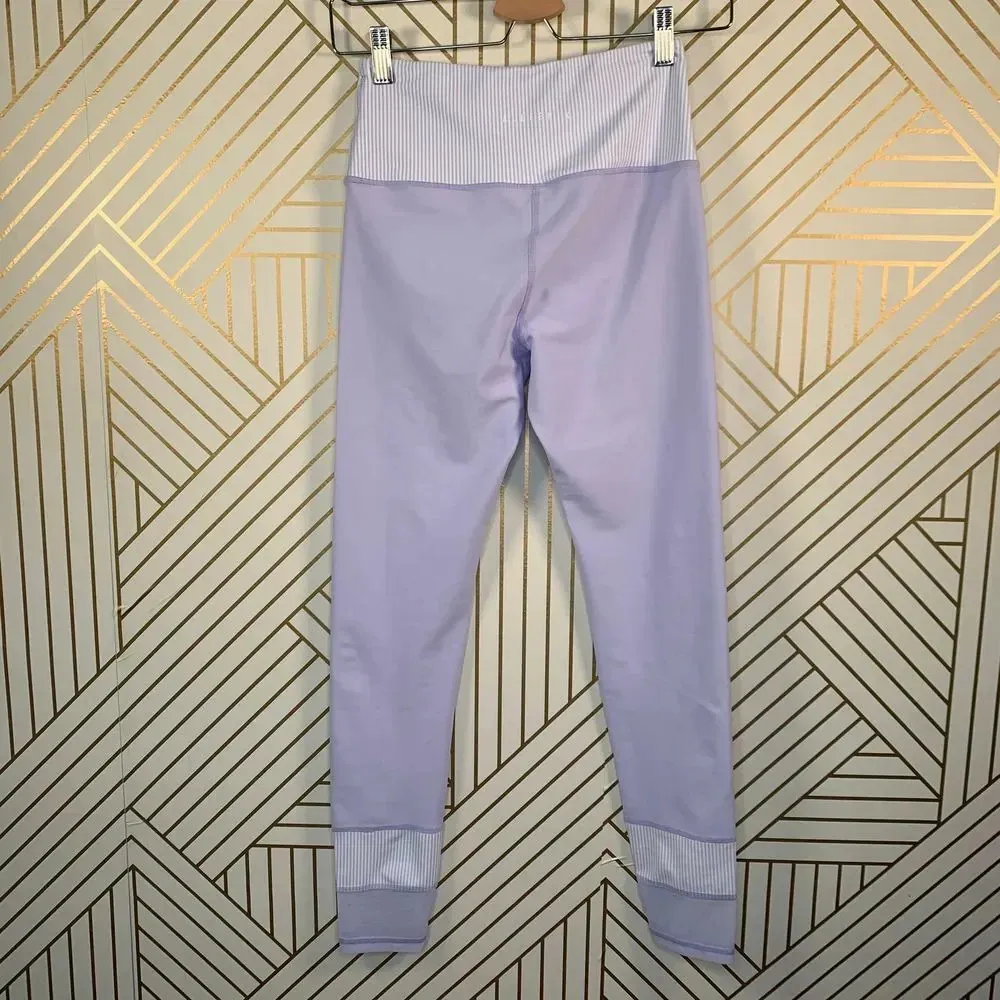 Allfenix Leggings Workout Gym Stretch Stripe Ankle Length‎ Purple Size Small - Image 7