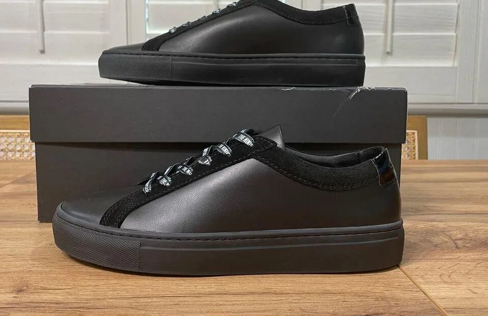 The Kooples Black Sneakers Unisex Leather Vinyl Size 7.5 US 38 EU NIB Low Tops - Image 4