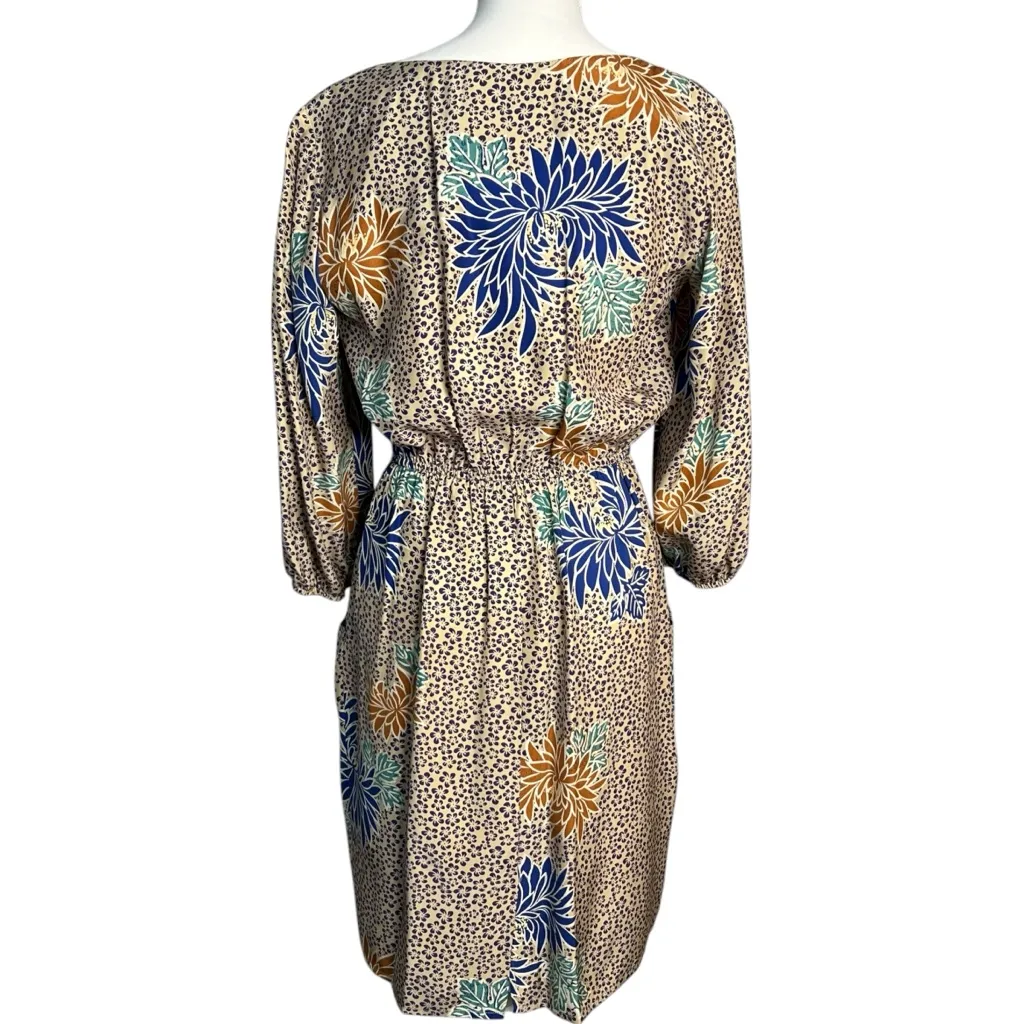 Corey Lynn Calter Anthropology 100% Silk Women’s Abstract Print Dress Size 6 Tan - Image 3
