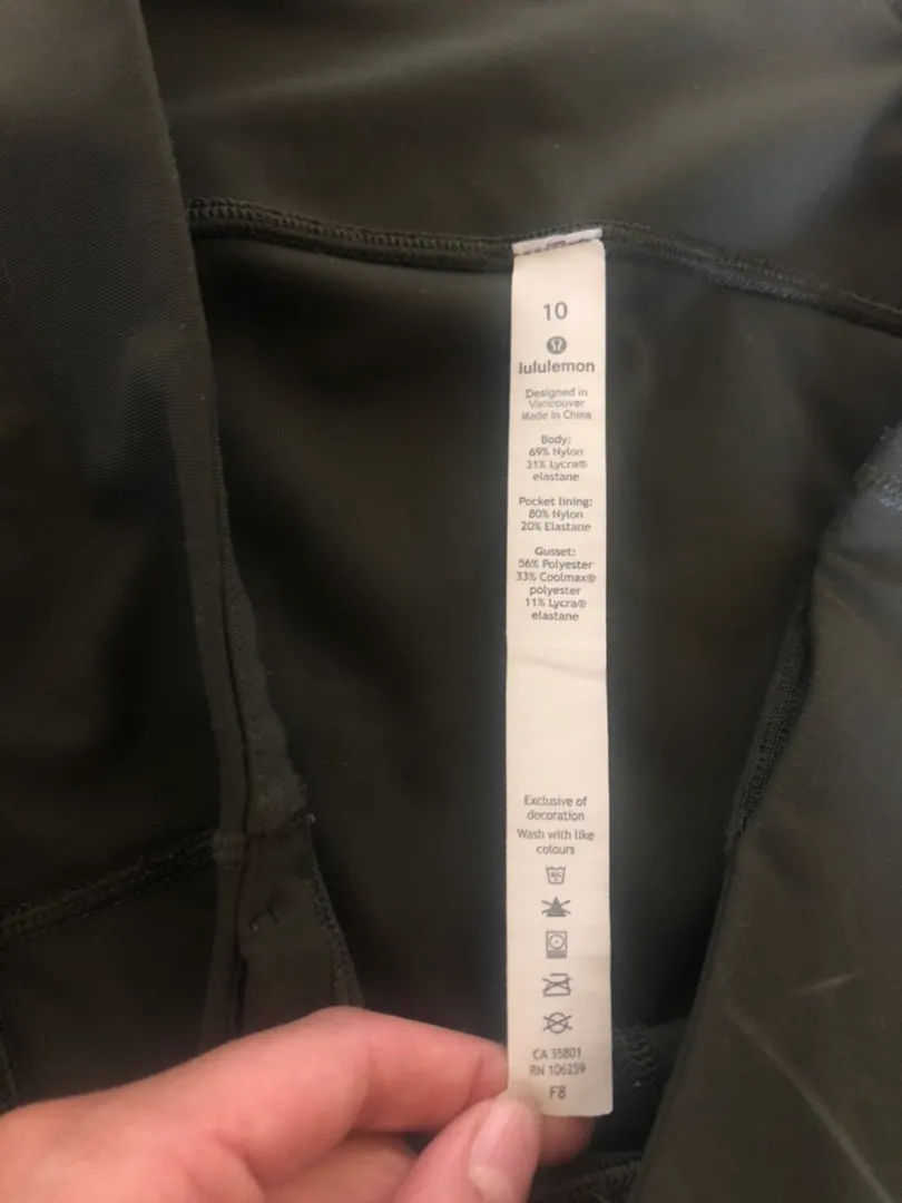 Lululemon Dark Olive Leggings - Image 3