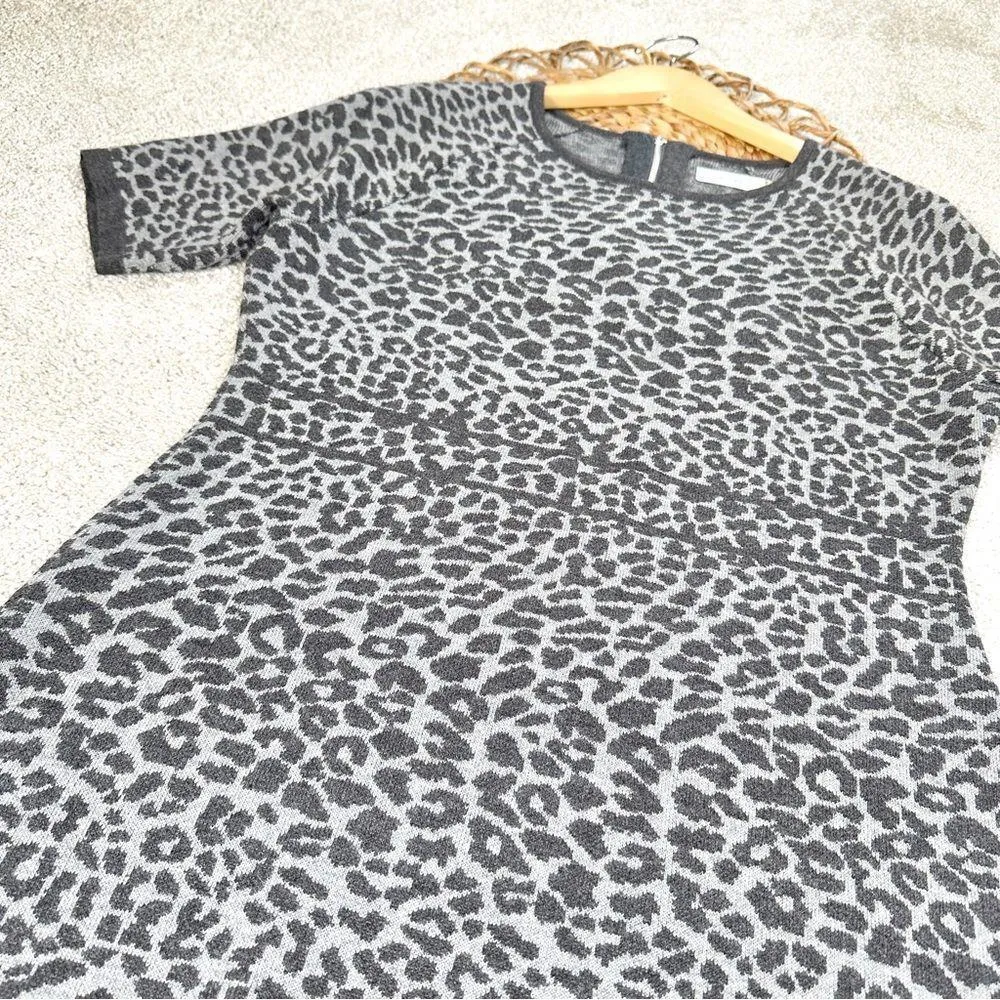 NWT Calvin Klein Leopard Spot Print Knit Bodycon Midi Dress Short Sleeve Chic - Image 6