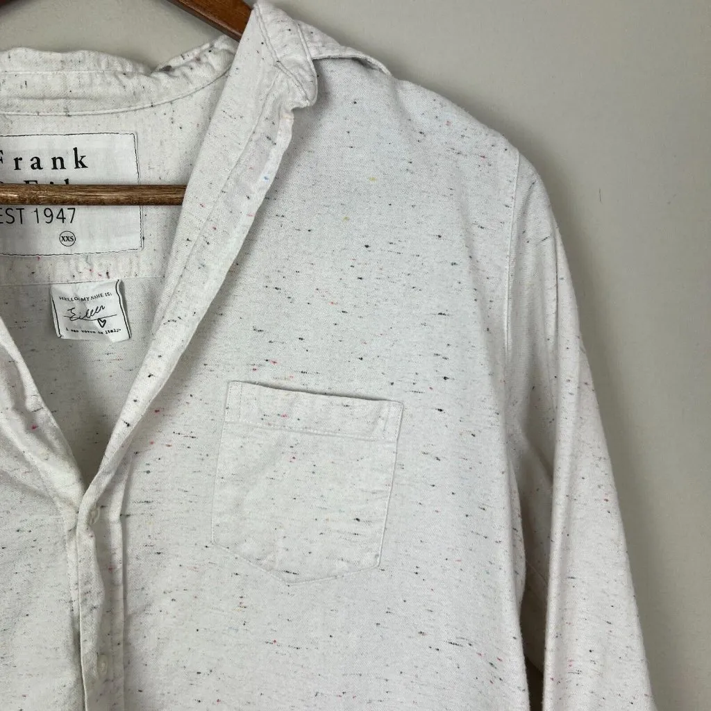 Frank & Eileen Flannel Eileen Shirt Women XXS Fleck Off White Relaxed Fit Cotton - Image 4