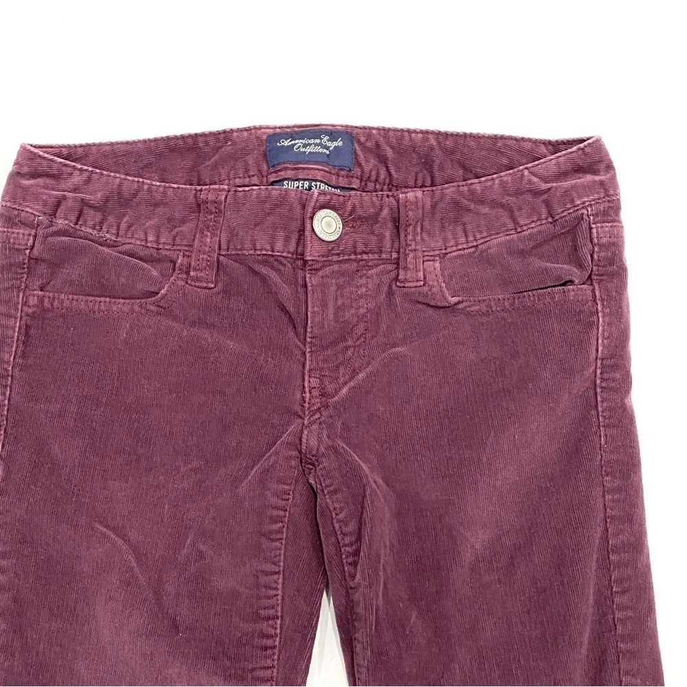 American Eagle Outfitters Super Stretch Corduroy Burgundy Purple Jeggings - Image 2