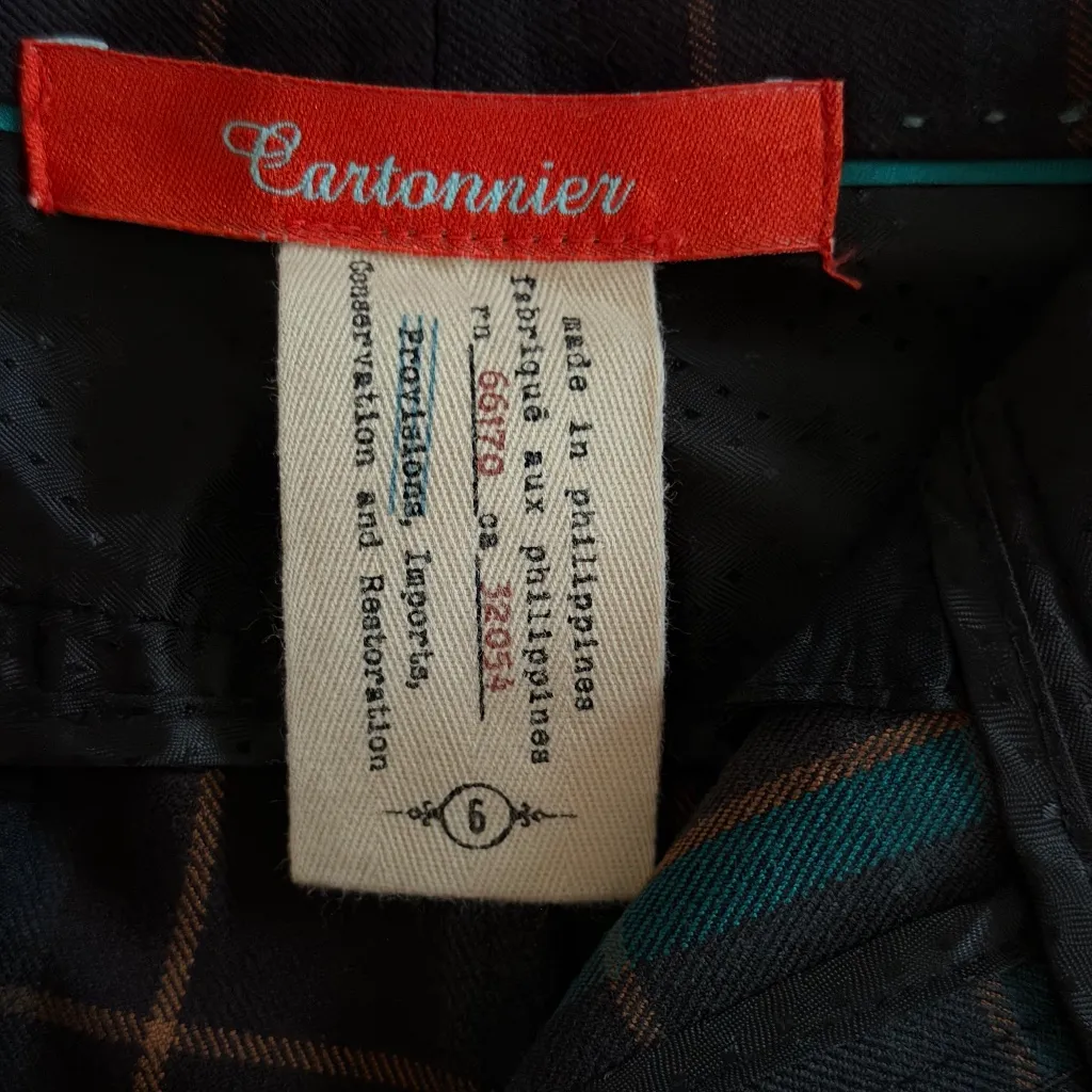 Cartonnier Anthropologie Kames Pants 6 Green Navy Plaid Heritage Prep Academia - Image 12