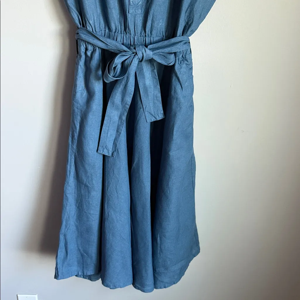 Not Perfect Linen Sydney Dress Blue Size M - Image 3