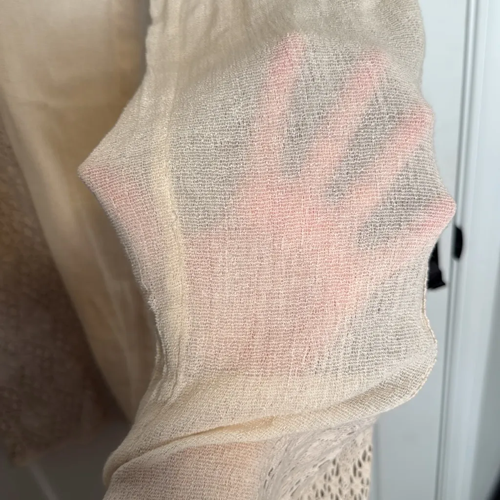 Free People‎ Cream Lace Flare Pants - M - Image 4