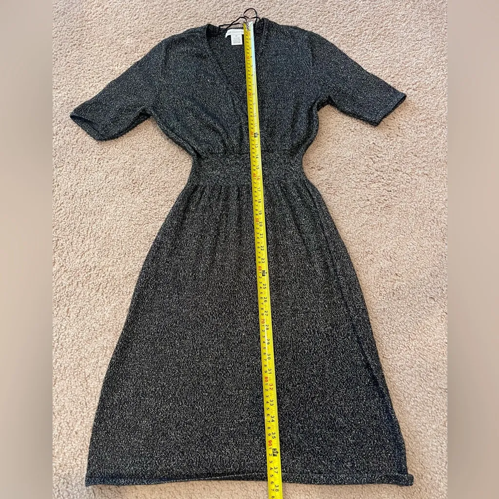 LIZ CLAIBORNE V-neck Metallic Black Glitter Sweater Dress - Image 6