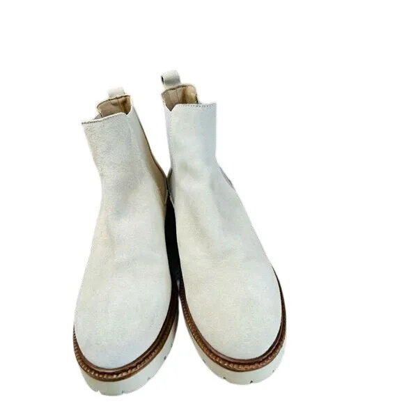 Enzo Tesoti Chelsea Cream Vegan Suede Leather‎ Boots 40 Womens 9.5 Vanilla Girl - Image 5