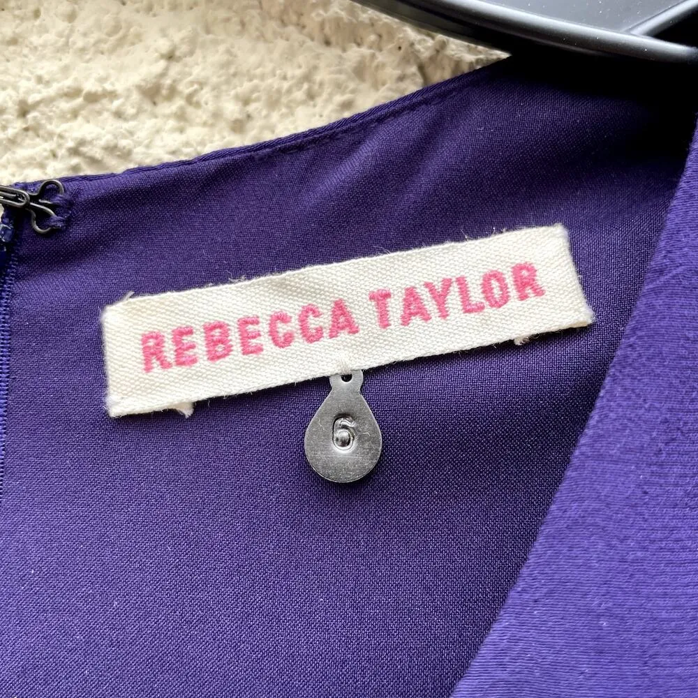 Rebecca Taylor Purple Sleeveless Dress 6 Crochet - Image 4