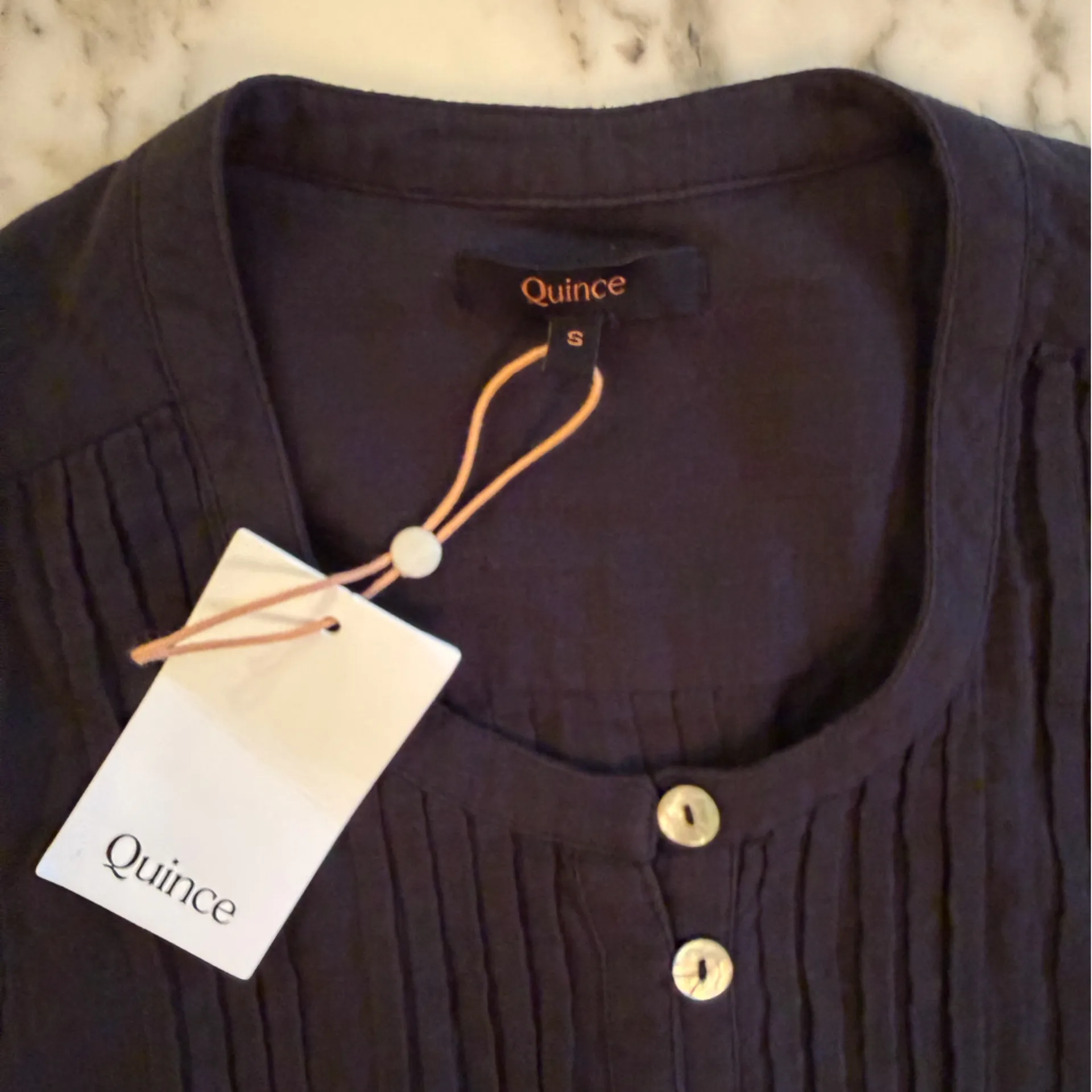 NWT Quince women's 100% organic cotton gauze sleeveless black swing dress Sz S - Image 10