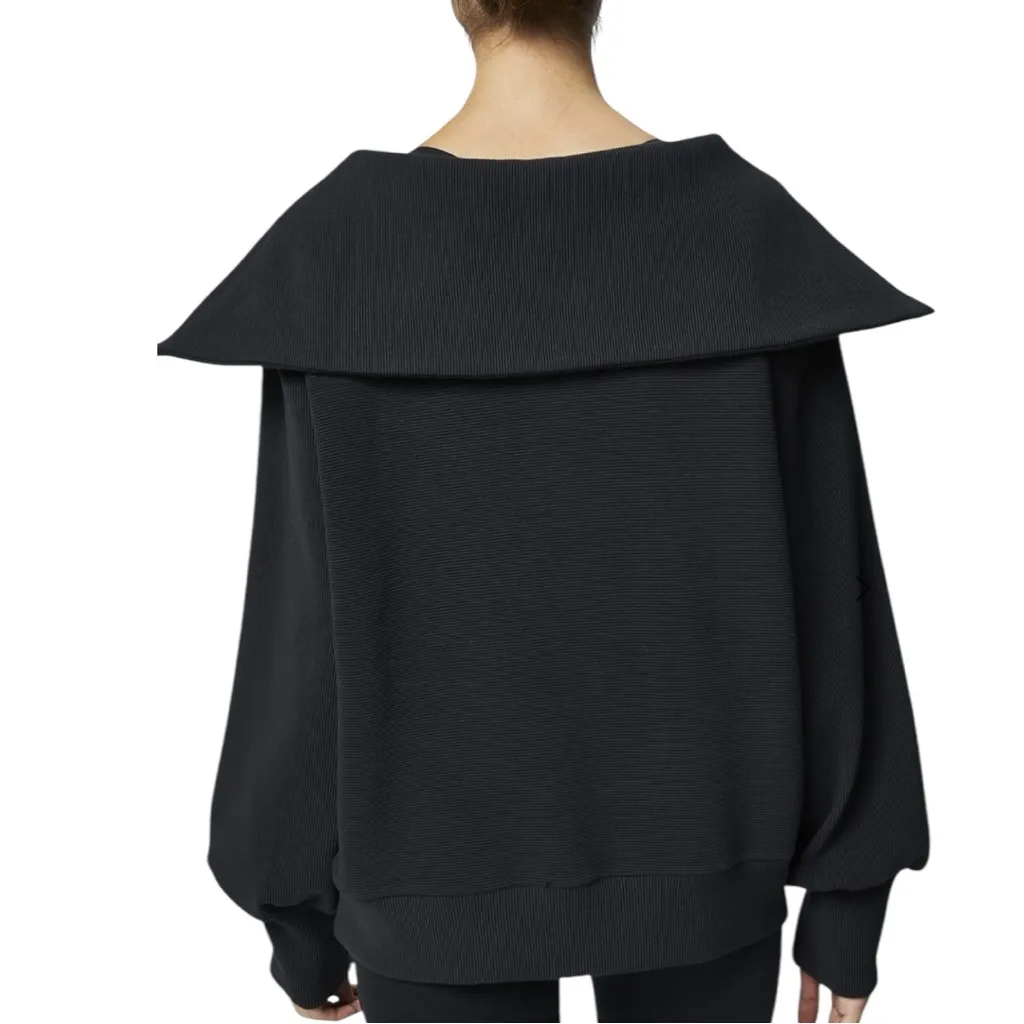 Varley Black Vine Half Zip Pullover Ottoman Ribbed Funnel Neck Women’s Size XS - Image 3