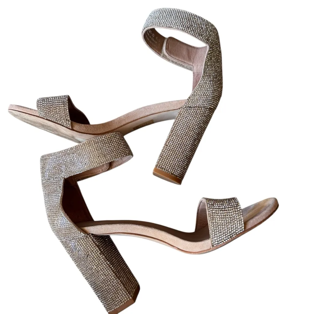 Jeffrey Campbell - Lindsay Rhinestone Block Heel Sandals Champagne Sz 6.5 - Image 7