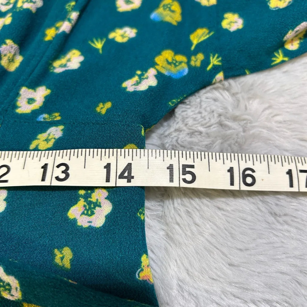 Floral Teal Long Sleeve Romper - Image 5