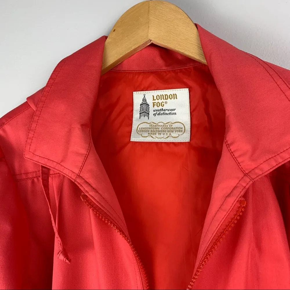 Vintage London Fog Coral Red Zip Up Jacket - Image 4