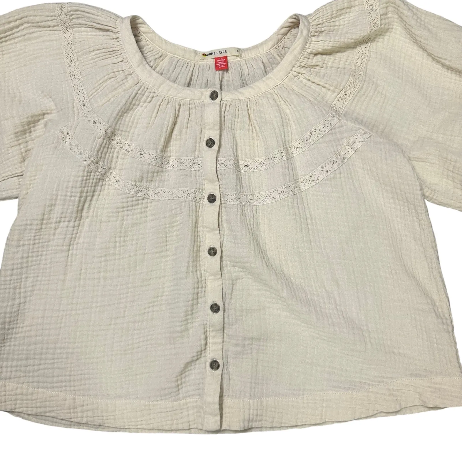 Marine Layer Puff Sleeve Top in Parchment - Image 2